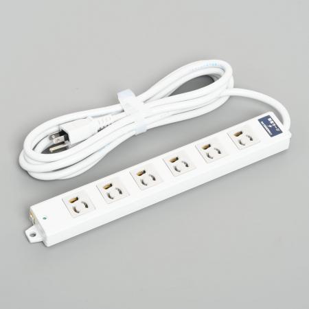 General-purpose Power Strip, 6 Clamp Locking Outlet with 3m Cord and Straight Blade Plug, Lightning Surge Protection