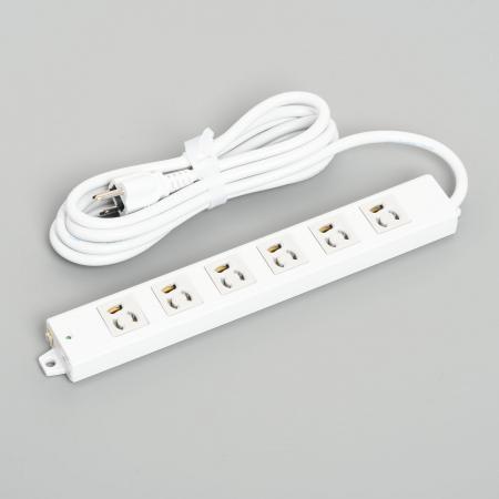 General-purpose Power Strip, 6 Clamp Locking Outlet with 3m Cord and Straight Blade Plug