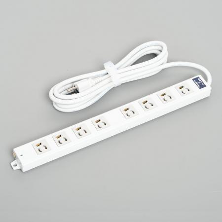 General-purpose Power Strip, 8 Clamp Locking Outlet with 3m Cord and Straight Blade Plug, Lightning Surge Protection