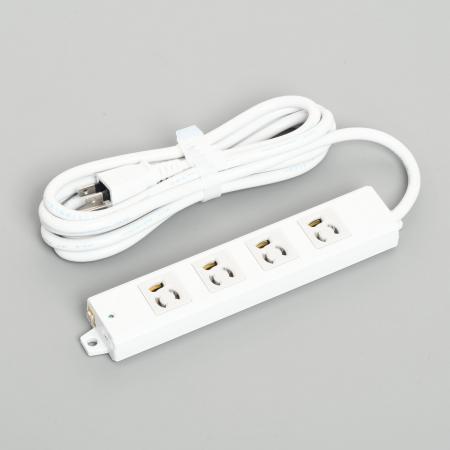 General-purpose Power Strip, 4 Clamp Locking Outlet with 3m Cord and Straight Blade Plug