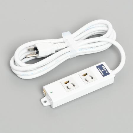General-purpose Power Strip, 2 Clamp Locking Outlet with 3m Cord and Straight Blade Plug, Lightning Surge Protection