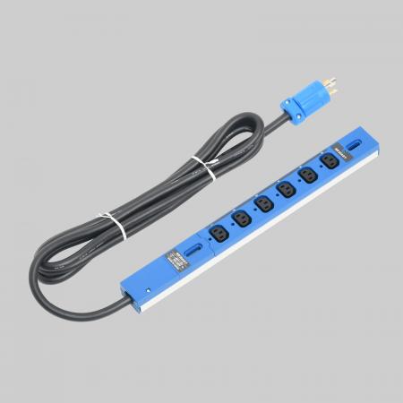 0U Rack Mount PDU, Input 20A/Output 15A Clamp Locking, Blue Color