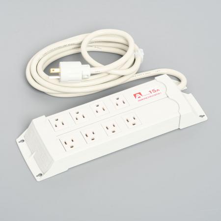 Para Tap:Horizontal Power Strip, 8 Straight Blade Outlet with 3m Cord and Straight blade Plug