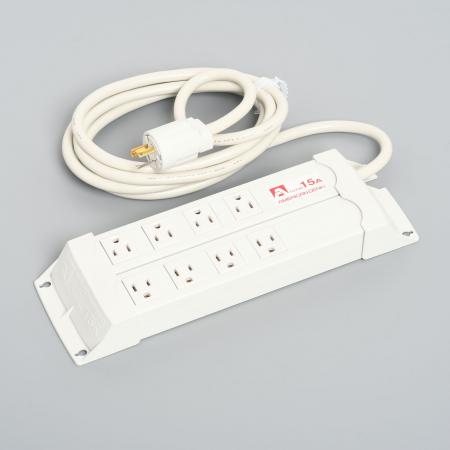 Para Tap:Horizontal Power Strip, 8 Straight Blade Outlet with 3m Cord and Twist Locking Plug