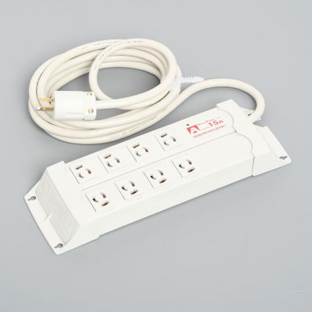 Para Tap:Horizontal Power Strip, 8 Clamp Locking Outlet with 3m Cord and Straight blade Plug, Noise Filter
