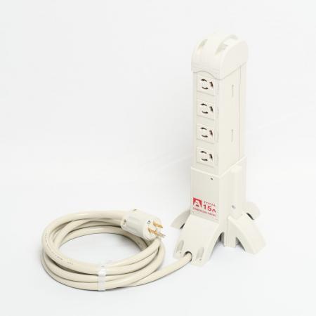 Tower Tap:Vertical Power Strip, 8 Clamp Locking Outlet with 3m Cord and Straight blade Plug