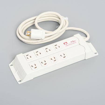 Para Tap:Horizontal Power Strip, 8 Clamp Locking Outlet with 3m Cord and Twist Locking Plug
