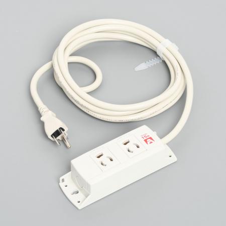 Multiuse Power Strip, 2 Clamp Locking Outlet with 2m Cord and Integral Molding Plug