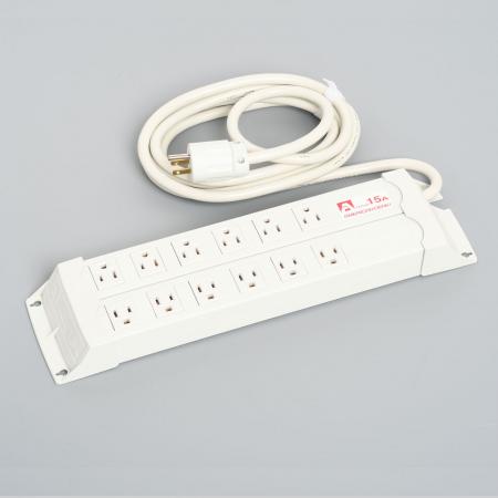 Para Tap:Horizontal Power Strip, 12 Straight Blade Outlet with 3m Cord and Straight blade Plug