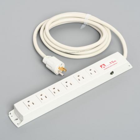 Multiuse Power Strip, 6 Straight Blade Outlet with 3m Cord and Straight Blade Plug, Circuit Protector