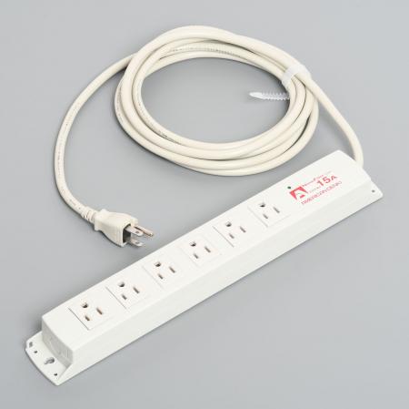 Multiuse Power Strip, 6 Straight Blade Outlet with 3m Cord and Integral Molding Plug, Noise Filter