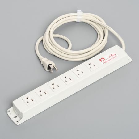 Multiuse Power Strip, 6 Straight Blade Outlet with 5m Cord and Integral Molding Plug