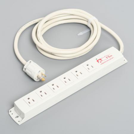 Multiuse Power Strip, 6 Straight Blade Outlet with 3m Cord and Twist Locking Plug, Noise Filter