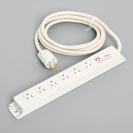 Multiuse Power Strip, 6 Straight Blade Outlet with 5m Cord and Twist Locking Plug