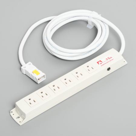 Multiuse Power Strip, 6 Straight Blade Outlet with 3m Cord and Harness Plug, Circuit Protector