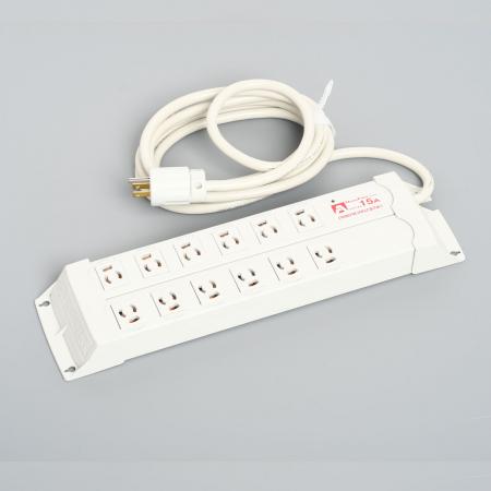 Para Tap:Horizontal Power Strip, 12 Clamp Locking Outlet with 3m Cord and Straight blade Plug, Noise Filter