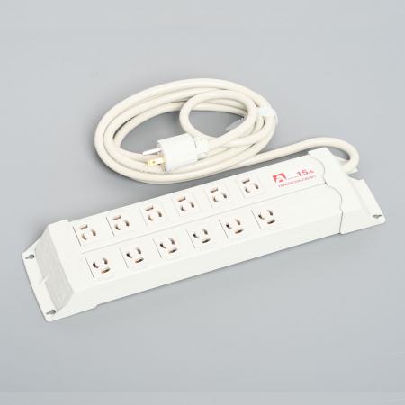 Para Tap:Horizontal Power Strip, 12 Clamp Locking Outlet with 3m Cord and Straight blade Plug