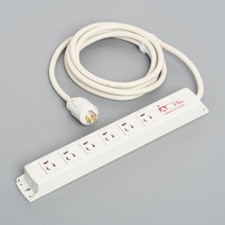 Multiuse Power Strip, 6 Clamp Locking Outlet with 3m Cord and Straight Blade Plug, Noise Filter