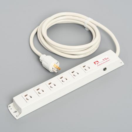Multiuse Power Strip, 6 Clamp Locking Outlet with 3m Cord and Straight Blade Plug, Circuit Protector