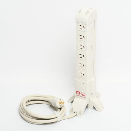 Tower Tap:Vertical Power Strip, 12 Clamp Locking Outlet with 3m Cord and Straight blade Plug