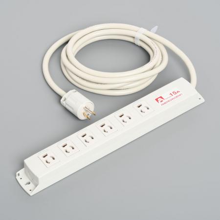 Multiuse Power Strip, 6 Clamp Locking Outlet with 5m Cord and Straight Blade Plug