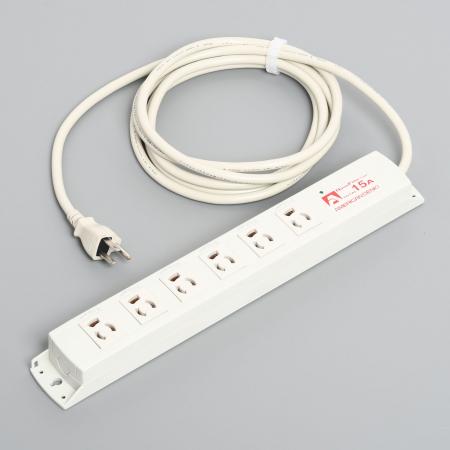 Multiuse Power Strip, 6 Clamp Locking Outlet with 3m Cord and Integral Molding Plug, Noise Filter