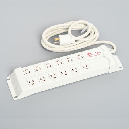 Para Tap:Horizontal Power Strip, 12 Clamp Locking Outlet with 3m Cord and Twist Locking Plug