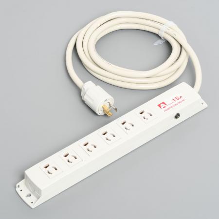 Multiuse Power Strip, 6 Clamp Locking Outlet with 3m Cord and Twist Locking Plug, Circuit Protector