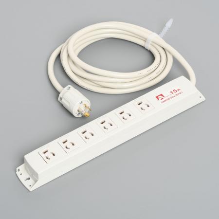 Multiuse Power Strip, 6 Clamp Locking Outlet with 3m Cord and Twist Locking Plug