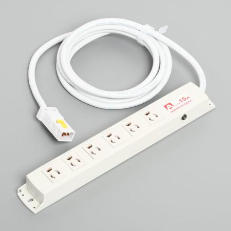 Multiuse Power Strip, 6 Clamp Locking Outlet with 3m Cord and Harness Plug, Circuit Protector