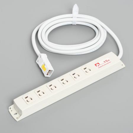 Multiuse Power Strip, 6 Clamp Locking Outlet with 5m Cord and Harness Plug